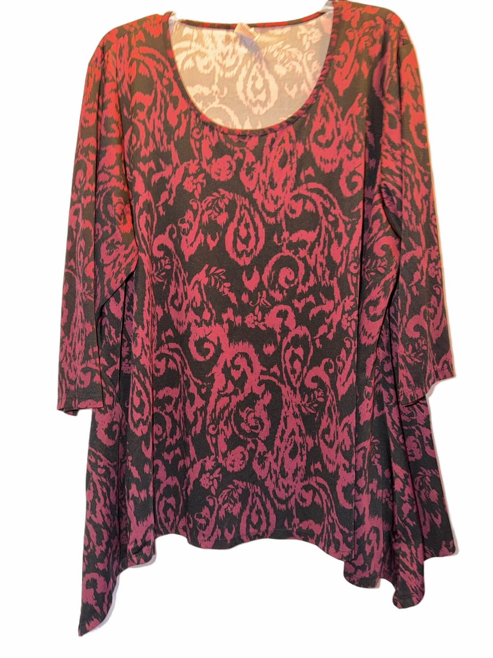 Faded Glory Burgundy and Black Scoop Neck Top, SZ 4X, PTP 28” (T4-330)